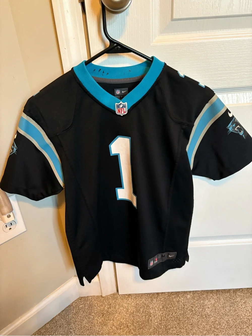 NFL Carolina Panthers #1 Jersey - Black & Carolina Blue